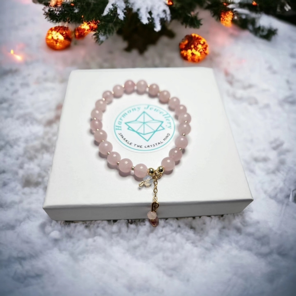 6 mm Rose Quartz charm bracelet